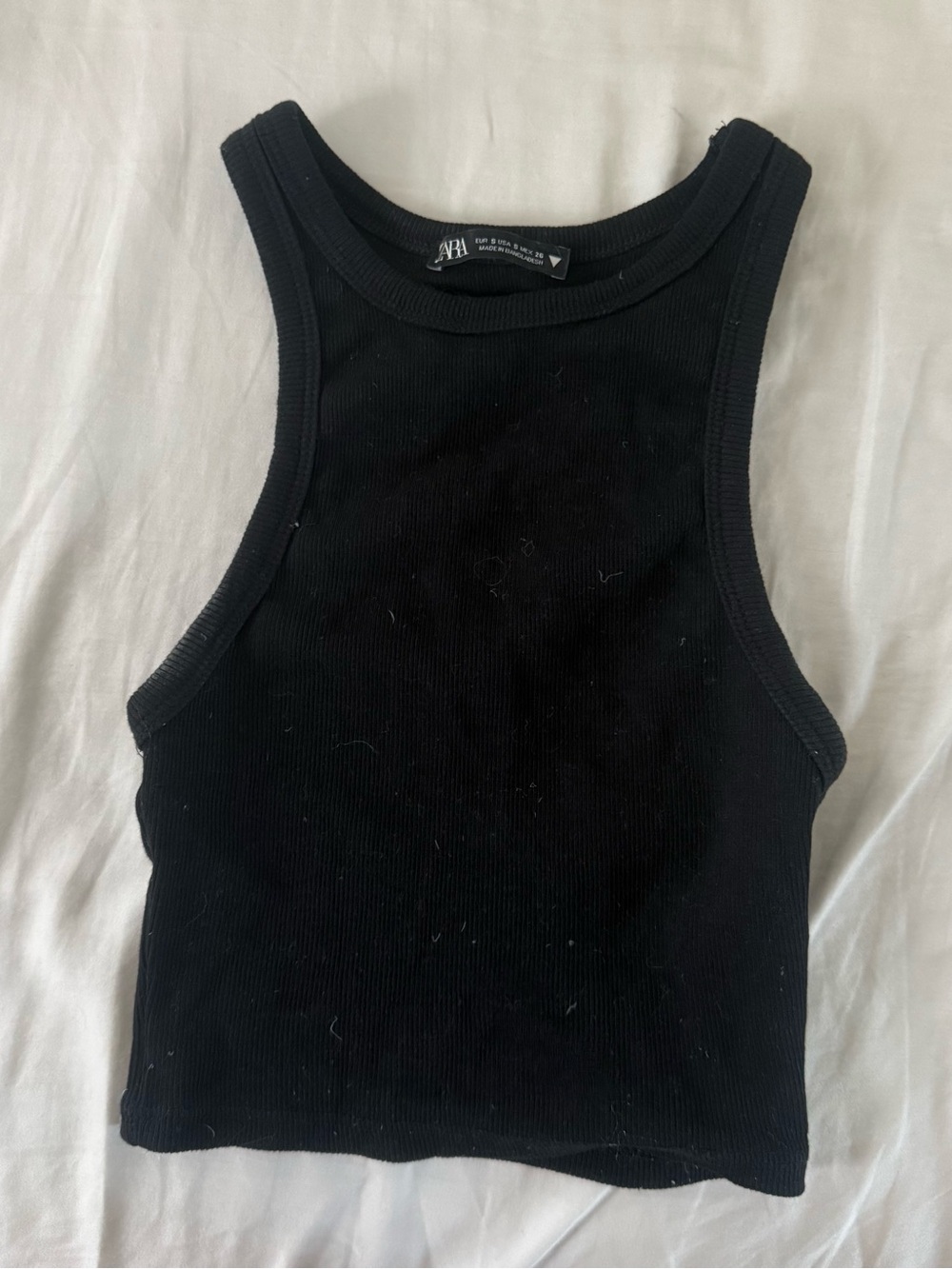 Zara Black Ribbed Tank Top - Sleek Women’s Crop Top